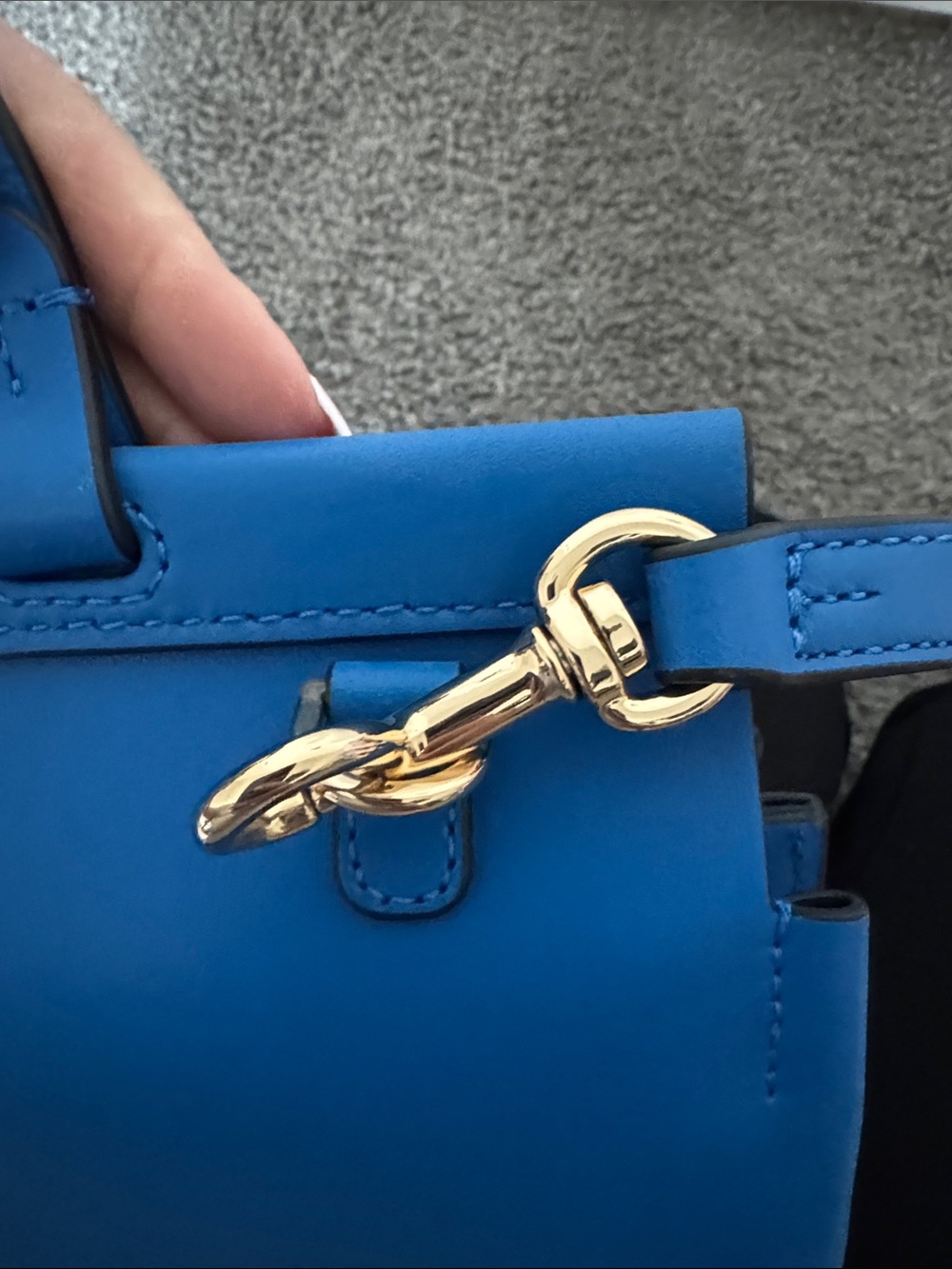 Tory Burch Cobalt Blue Leather Top-Handle Satchel with Crossbody Strap - Picture 3 of 6
